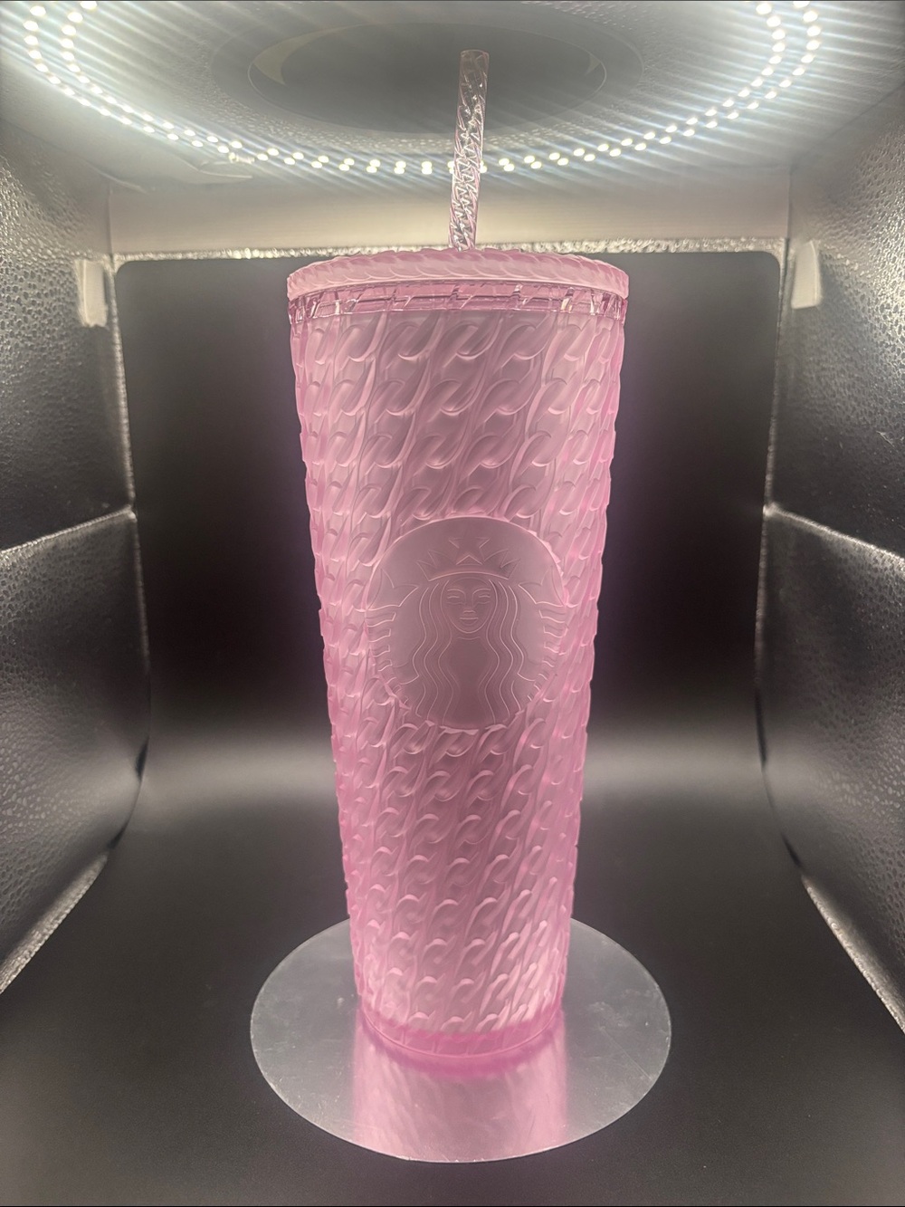 NWT Starbucks Chain Pink Textured Tumbler with Straw 24oz